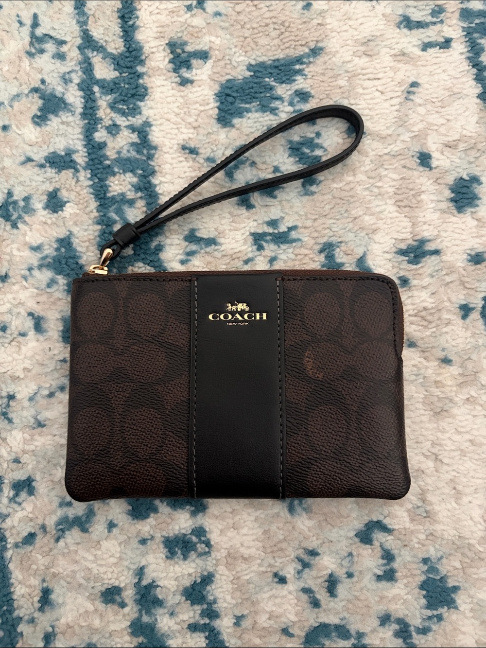 COACH Brown & Black Signature Wristlet